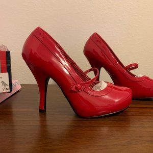 Pin Up Couture Red Patent Leather Pumps